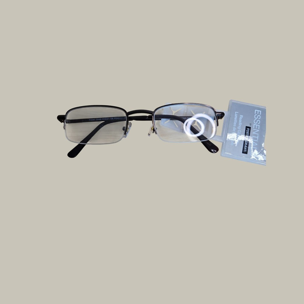 Foster Grant Harrison 2.0 Brown Semi-Rimless Reading Glasses +1.75 Magnification